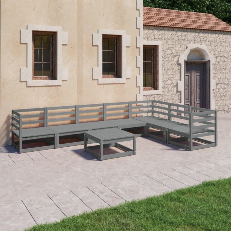 vidaXL 8-tlg. Garten-Lounge-Set Grau Kiefer Massivholz vidaXL 8-tlg. Garten-Lounge-Set Grau Kiefer Massivholz