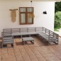 vidaXL 11-tlg. Garten-Lounge-Set Grau Kiefer Massivholz vidaXL 11-tlg. Garten-Lounge-Set Grau Kiefer Massivholz