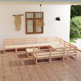vidaXL 11-tlg. Garten-Lounge-Set Massivholz Kiefer