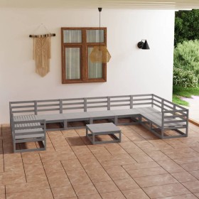 vidaXL 11-tlg. Garten-Lounge-Set Massivholz Kiefer