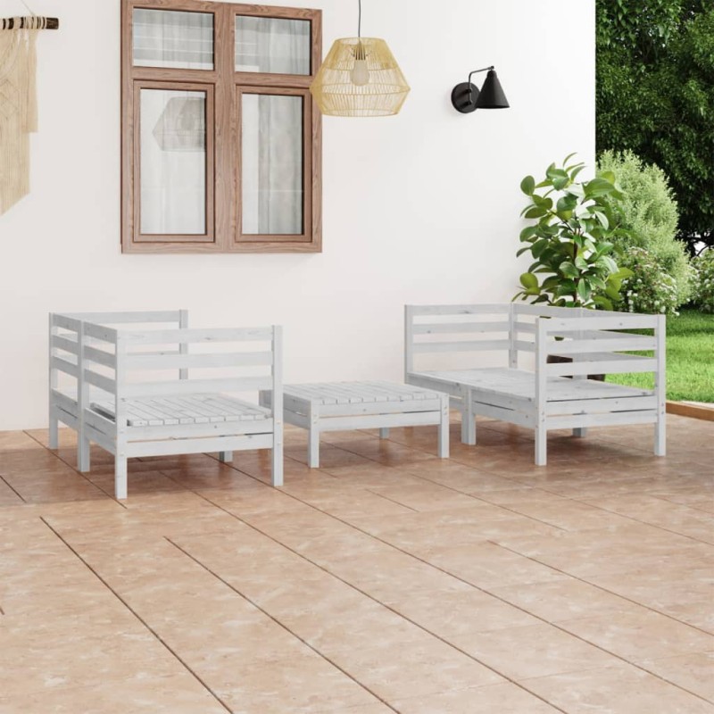 vidaXL 5-tlg. Garten-Lounge-Set Weiß Kiefer Massivholz vidaXL 5-tlg. Garten-Lounge-Set Weiß Kiefer Massivholz