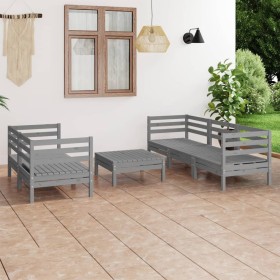 vidaXL 6-tlg. Garten-Lounge-Set Grau Kiefer Massivholz