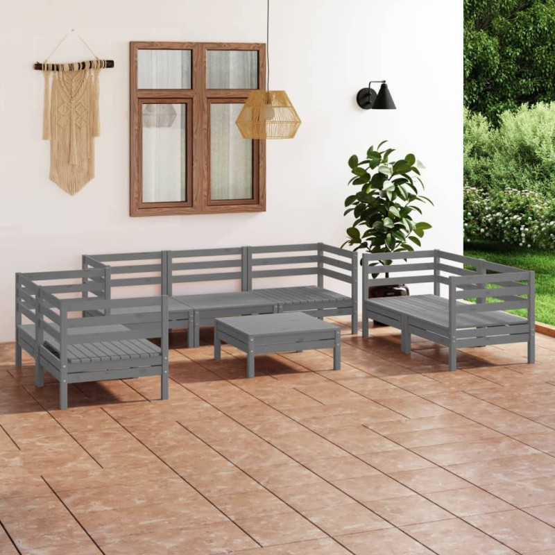 vidaXL 8-tlg. Garten-Lounge-Set Grau Massivholz Kiefer vidaXL 8-tlg. Garten-Lounge-Set Grau Massivholz Kiefer