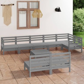 vidaXL 9-tlg. Garten-Lounge-Set Massivholz Kiefer Grau