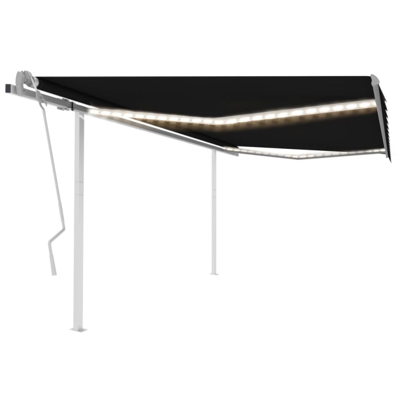 vidaXL Markise Manuell Einziehbar mit LED 4x3 m Anthrazit vidaXL Markise Manuell Einziehbar mit LED 4x3 m Anthrazit