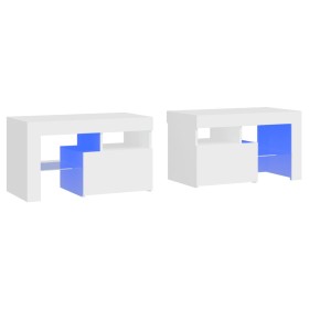 vidaXL Nachttische 2 Stk. mit LED-Leuchten Weiß 70x36,5x40 cm