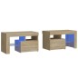 vidaXL Nachttische 2 Stk. mit LED-Leuchten Sonoma-Eiche 70x36,5x40 cm vidaXL Nachttische 2 Stk. mit LED-Leuchten Sonoma-Eiche 70x36,5x40 cm