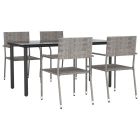 vidaXL 5-tlg. Garten-Essgruppe Grau Poly Rattan