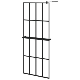 vidaXL Duschwand mit Ablage für Walk-In-Dusche Schwarz 80x195 cm ESG