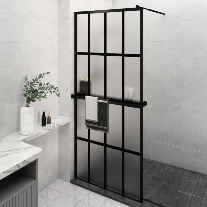 vidaXL Duschwand mit Ablage für Walk-In-Dusche Schwarz 100x195 cm ESG vidaXL Duschwand mit Ablage für Walk-In-Dusche Schwarz 100x195 cm ESG