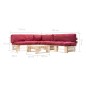 vidaXL 4-tlg. Paletten-Lounge-Set mit Kissen in Rot Holz vidaXL 4-tlg. Paletten-Lounge-Set mit Kissen in Rot Holz