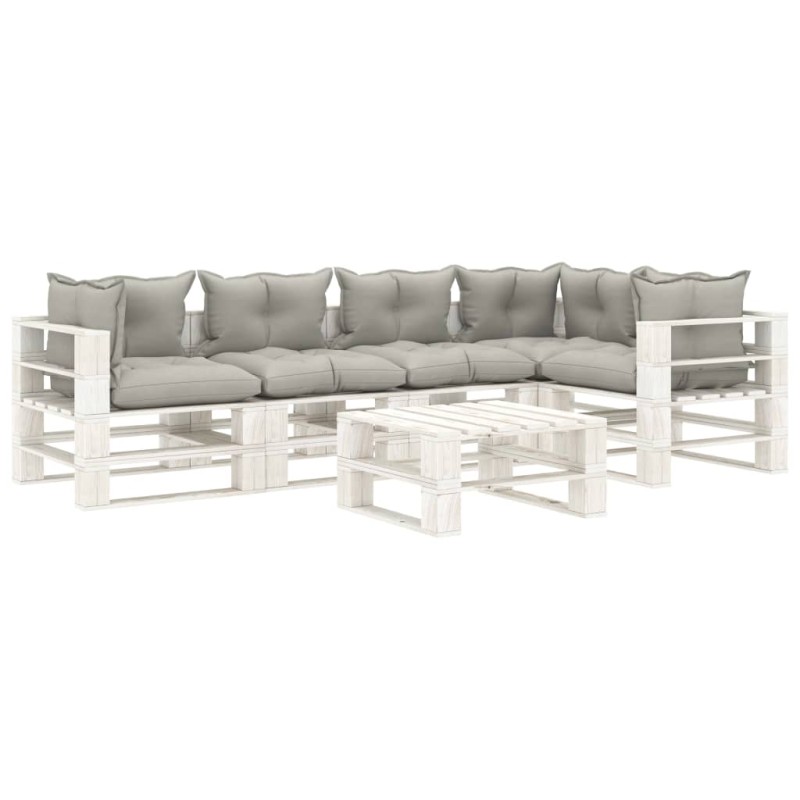 vidaXL 6-tlg. Garten-Lounge-Set Paletten mit Kissen in Taupe Holz vidaXL 6-tlg. Garten-Lounge-Set Paletten mit Kissen in Taupe Holz
