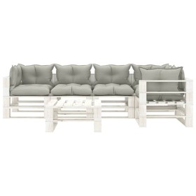 vidaXL 6-tlg. Garten-Lounge-Set Paletten mit Kissen in Taupe Holz