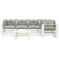 vidaXL 6-tlg. Garten-Lounge-Set Paletten mit Kissen in Taupe Holz vidaXL 6-tlg. Garten-Lounge-Set Paletten mit Kissen in Taupe Holz
