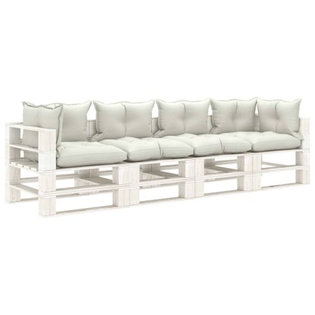 vidaXL Garten-Palettensofa 4-Sitzer mit Kissen in Beige Holz