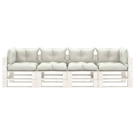 vidaXL Garten-Palettensofa 4-Sitzer mit Kissen in Beige Holz