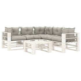 vidaXL 6-tlg. Garten-Lounge-Set Paletten mit Kissen in Taupe Holz