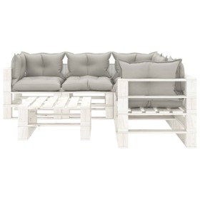 vidaXL 6-tlg. Garten-Lounge-Set Paletten mit Kissen in Taupe Holz