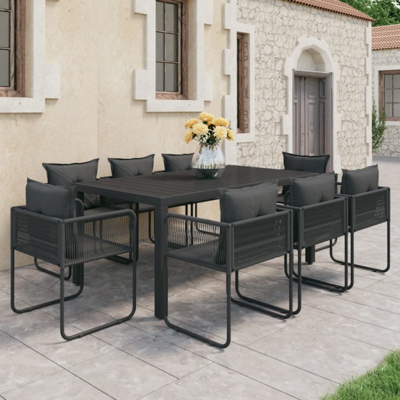 vidaXL 9-tlg. Garten-Essgruppe PVC Rattan Schwarz vidaXL 9-tlg. Garten-Essgruppe PVC Rattan Schwarz