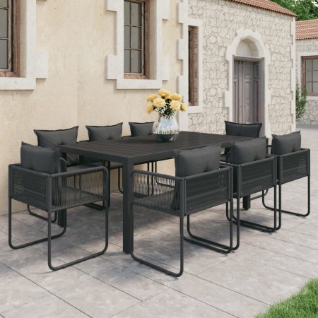 vidaXL 9-tlg. Garten-Essgruppe PVC Rattan Schwarz