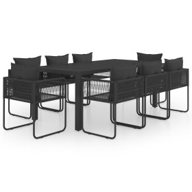 vidaXL 9-tlg. Garten-Essgruppe PVC Rattan Schwarz