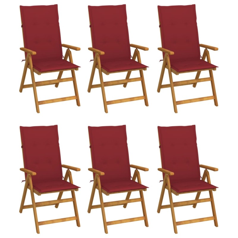 vidaXL Klappbare Gartenstühle 6 Stk. mit Auflagen Massivholz Akazie vidaXL Klappbare Gartenstühle 6 Stk. mit Auflagen Massivholz Akazie