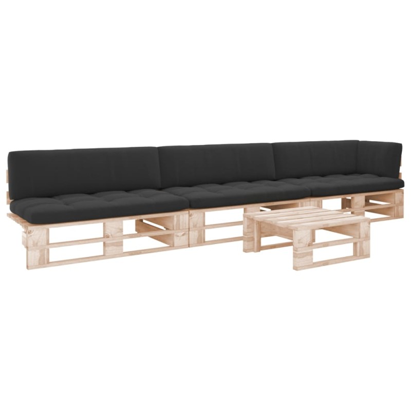 vidaXL 4-tlg. Paletten-Lounge-Set mit Kissen Imprägniertes Kiefernholz vidaXL 4-tlg. Paletten-Lounge-Set mit Kissen Imprägniertes Kiefernholz