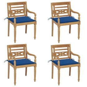 vidaXL Batavia-Stühle mit Kissen 4 Stk. Massivholz Teak