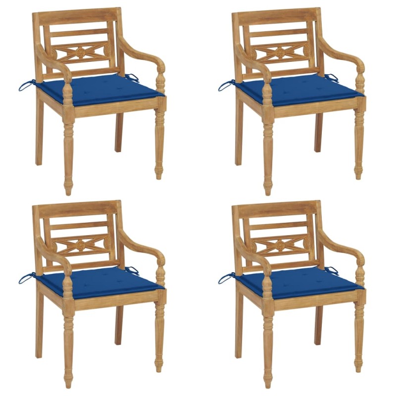 vidaXL Batavia-Stühle mit Kissen 4 Stk. Massivholz Teak vidaXL Batavia-Stühle mit Kissen 4 Stk. Massivholz Teak