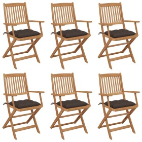 vidaXL Klappbare Gartenstühle 6 Stk. mit Kissen Massivholz Akazie