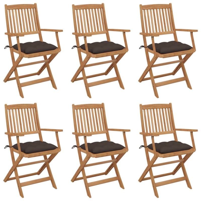 vidaXL Klappbare Gartenstühle 6 Stk. mit Kissen Massivholz Akazie vidaXL Klappbare Gartenstühle 6 Stk. mit Kissen Massivholz Akazie