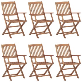vidaXL Klappbare Gartenstühle 6 Stk. mit Kissen Massivholz Akazie
