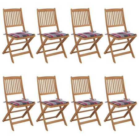 vidaXL Klappbare Gartenstühle 8 Stk. mit Kissen Massivholz Akazie