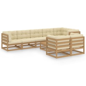 vidaXL 9-tlg. Garten-Lounge-Set mit Kissen Massivholz Kiefer