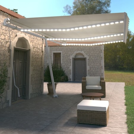Gelenkarmmarkise Einziehbar mit LED 600x350 cm Cremeweiß