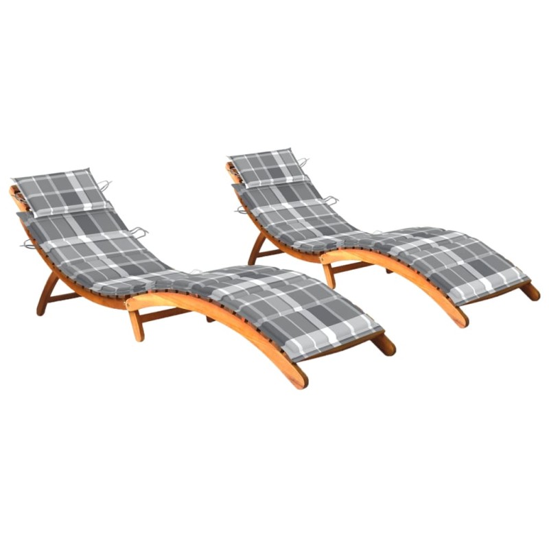 vidaXL Sonnenliegen 2 Stk. mit Auflagen Massivholz Akazie vidaXL Sonnenliegen 2 Stk. mit Auflagen Massivholz Akazie