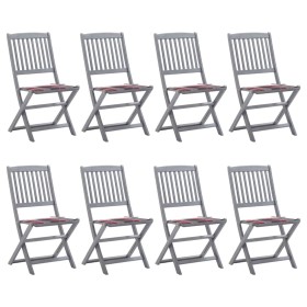 vidaXL Klappbare Gartenstühle 8 Stk. mit Kissen Massivholz Akazie