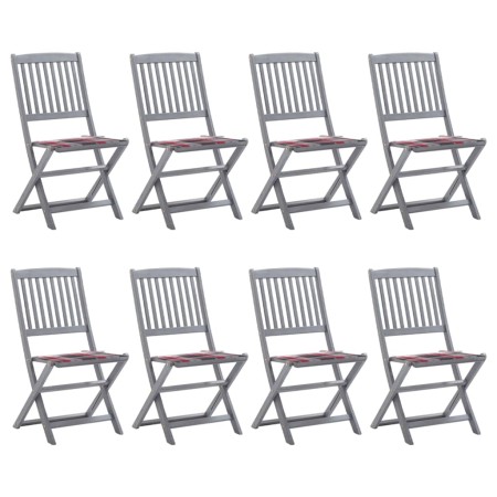 vidaXL Klappbare Gartenstühle 8 Stk. mit Kissen Massivholz Akazie