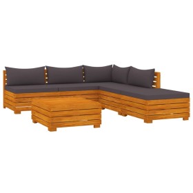 vidaXL 6-tlg. Garten-Lounge-Set mit Kissen Massivholz Akazie