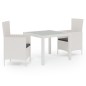 vidaXL 3-tlg. Garten-Essgruppe mit Auflagen Poly Rattan Weiß vidaXL 3-tlg. Garten-Essgruppe mit Auflagen Poly Rattan Weiß