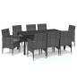 vidaXL 9-tlg. Garten-Essgruppe mit Kissen Poly Rattan Grau vidaXL 9-tlg. Garten-Essgruppe mit Kissen Poly Rattan Grau