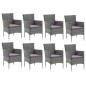 vidaXL 9-tlg. Garten-Essgruppe mit Kissen Poly Rattan Grau vidaXL 9-tlg. Garten-Essgruppe mit Kissen Poly Rattan Grau