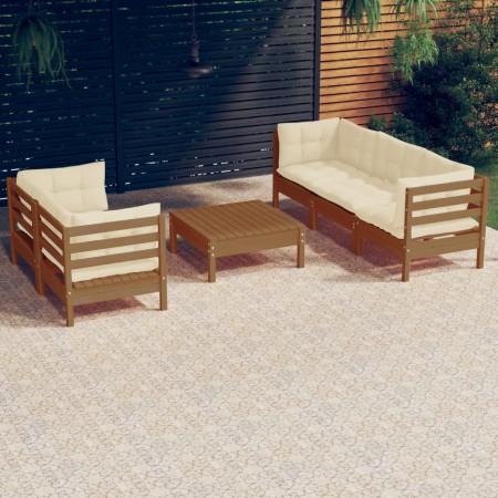 vidaXL 6-tlg. Garten-Lounge-Set mit Creme Kissen Kiefernholz