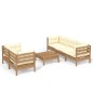 vidaXL 6-tlg. Garten-Lounge-Set mit Creme Kissen Kiefernholz vidaXL 6-tlg. Garten-Lounge-Set mit Creme Kissen Kiefernholz