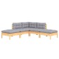 vidaXL 5-tlg. Garten-Lounge-Set mit Grauen Kissen Kiefernholz vidaXL 5-tlg. Garten-Lounge-Set mit Grauen Kissen Kiefernholz
