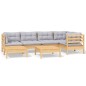 vidaXL 7-tlg. Garten-Lounge-Set mit Grauen Kissen Kiefer Massivholz vidaXL 7-tlg. Garten-Lounge-Set mit Grauen Kissen Kiefer Massivholz