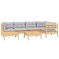 vidaXL 7-tlg. Garten-Lounge-Set mit Grauen Kissen Kiefer Massivholz vidaXL 7-tlg. Garten-Lounge-Set mit Grauen Kissen Kiefer Massivholz
