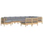 vidaXL 10-tlg. Garten-Lounge-Set mit Grauen Kissen Kiefer Massivholz vidaXL 10-tlg. Garten-Lounge-Set mit Grauen Kissen Kiefer Massivholz