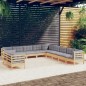 vidaXL 11-tlg. Garten-Lounge-Set mit Grauen Kissen Massivholz Kiefer vidaXL 11-tlg. Garten-Lounge-Set mit Grauen Kissen Massivholz Kiefer