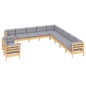vidaXL 11-tlg. Garten-Lounge-Set mit Grauen Kissen Massivholz Kiefer vidaXL 11-tlg. Garten-Lounge-Set mit Grauen Kissen Massivholz Kiefer
